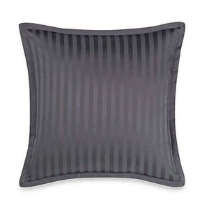 Damask Stripe Reversible Euro Sham Navy 500 Thread Count Egyptian Cotton